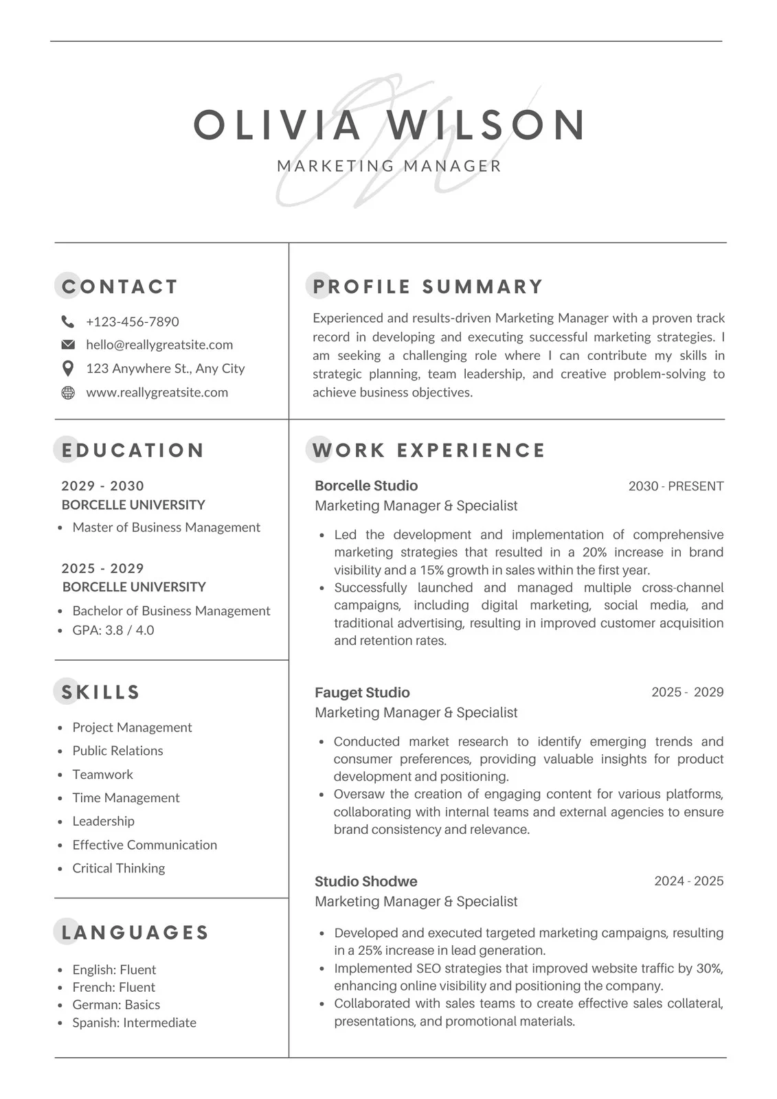 Resume Example 2