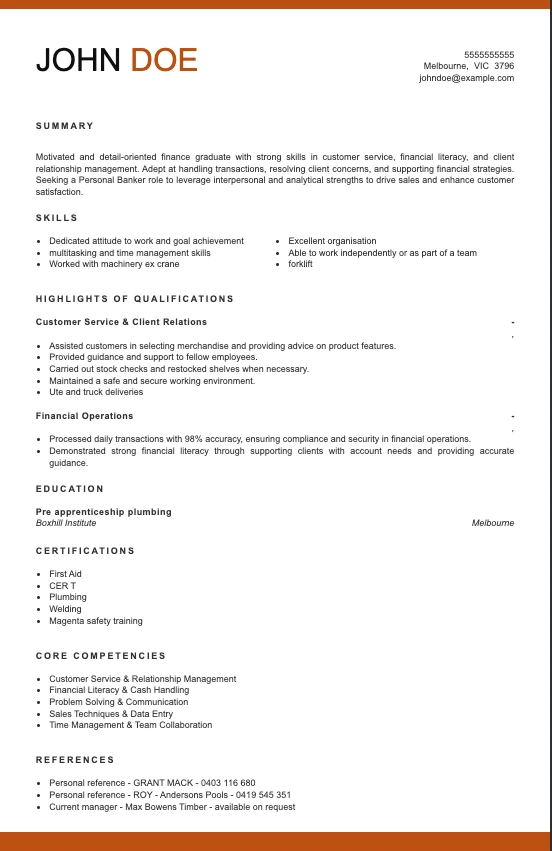 Resume Example 6